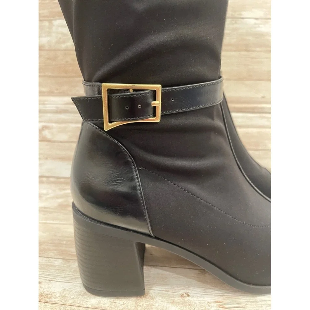 Journee Collection‎ Black Over-The-Knee Block Heel Boots Buckle Size 9XWC NEW